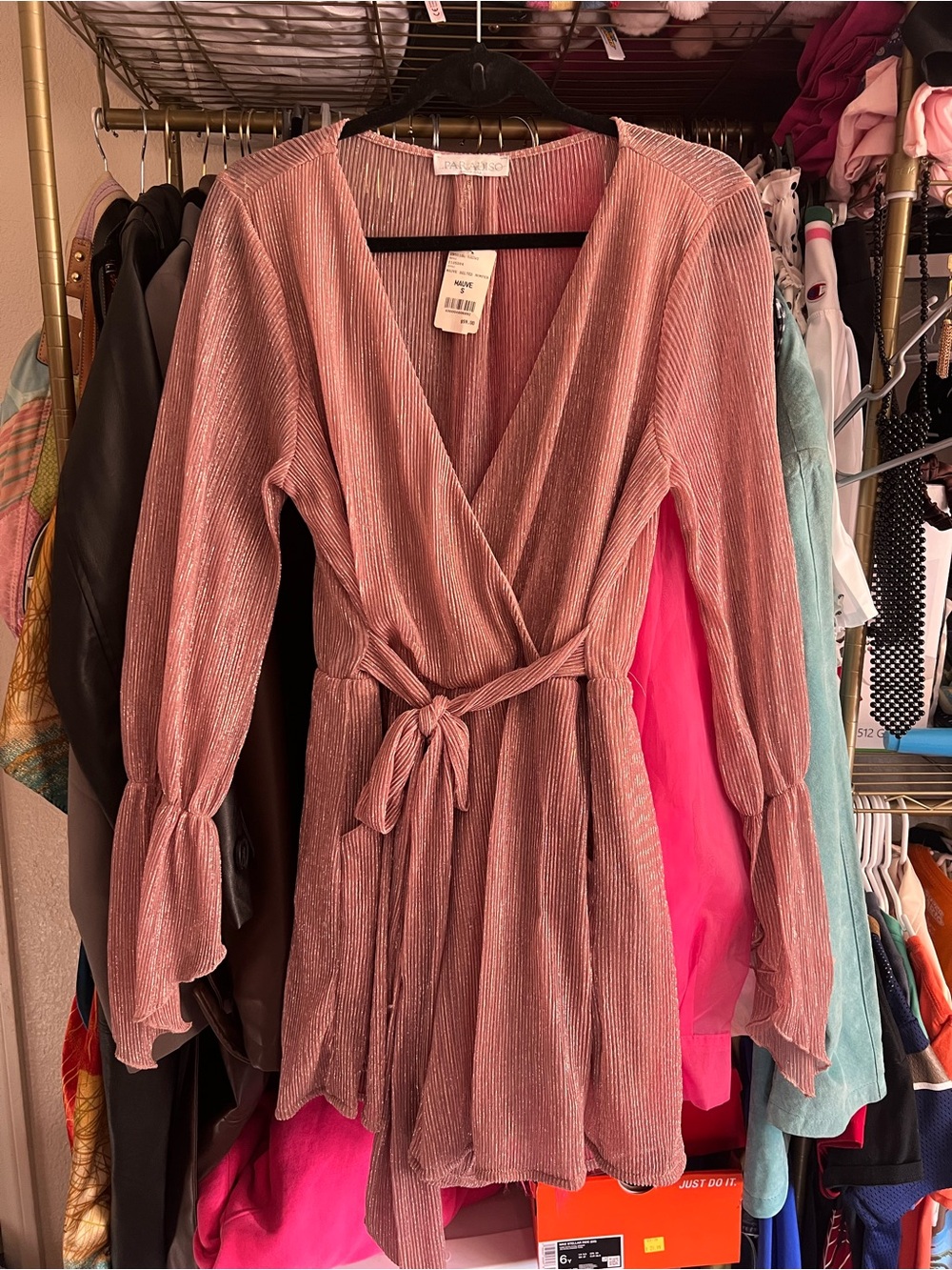 Blush Pink/Mauve Metallic Romper